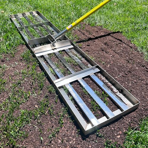 Rocklin™ Lawn Leveling Rake | Stainless Steel Leveling Tool | Level Soil or Dirt Ground Surfaces Easily | 48” x 10” Ground Plate | 78” Extra Long Handle Yard for Dad, Husband & Men - size: 48 Inches