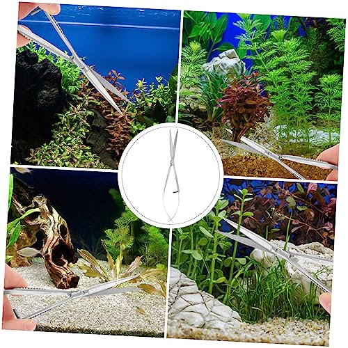 POPETPOP Stainless Steel Aquarium Scissors Portable Spring Clipper for Aquascaping Professional Plant Pruning Tool for Fish Tank Maintenance