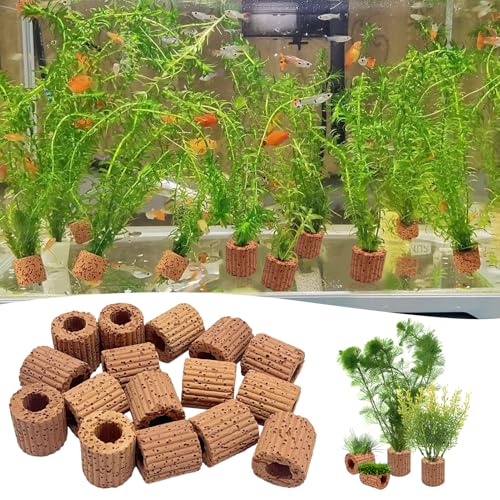 Rainmae 16 Pcs Aquatic Water Plant Fixed Rings, Water Plants Cultivation Fixed Ring Aquatic Water Plant Fixed Ring Ceramic Plant Pot, Landscape Ceramic Pottery Gravity Ring for Fish Tank Accessories