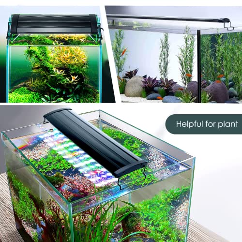 AQQA Aquarium Light,Full Spectrum LED Fish Tank Lights,12"-54" Adjustable Multi-Color White Blue Red Green LEDs with Extendable Brackets,14W-31W for Freshwater Plants (14W (12"-18"))