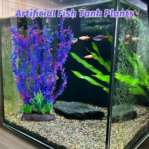 Hamiledyi Aquarium Plastic Plants Aquarium Decor Artificial Fish Tank Plants,Tall Fish Tank Decorations, Extra Large Aquarium Plant 20.4-inch Tall,1PCS - color: D, size: 20.4 in