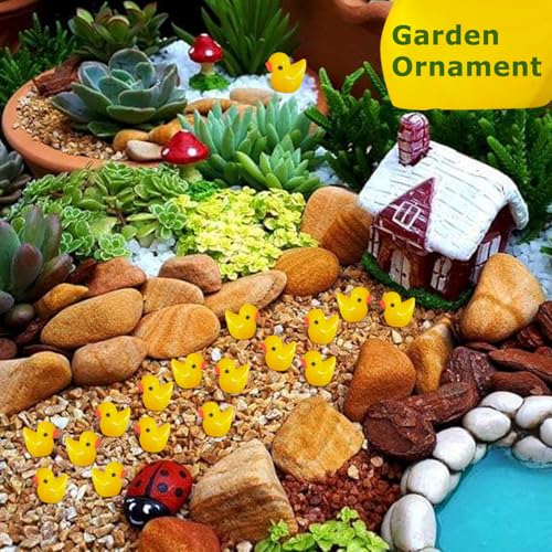 Arcimatto 240 Pack Mini Ducks Tiny Resin Duck Bulk, Decor Duck Figures for Miniature Dollhouse Decor Garden Aquarium Potted Ornament, DIY Charm Crafts Hide and Seek Prank Party Favor Toys Gag Gifts - style: Yellow Ducks