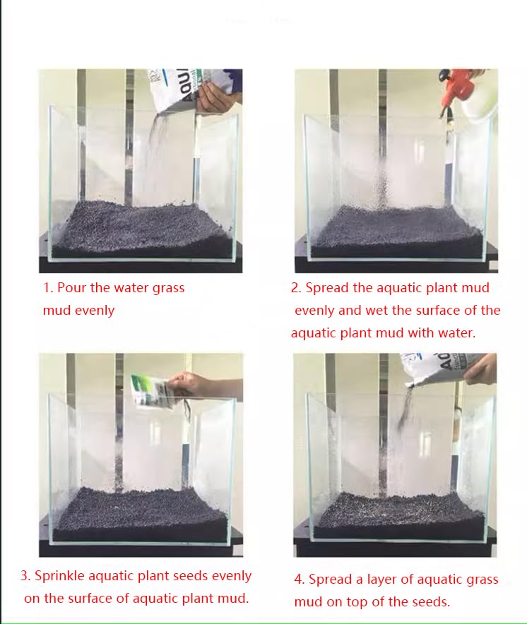 4 Pack Aquarium Plant S.e.e.ds, no Artificial Plastic Plant, Fish Tank Live Grass for All substrates (0.36ozTiny+0.36oz Long+0.35ozHeart-Shaped 0.35oz Big Dual) LZBS1