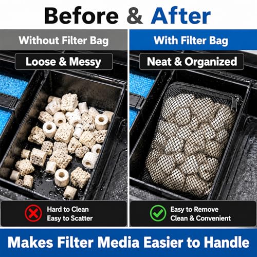 MAQIHAN 10pcs Aquarium Filter Media Bags - Mesh Filter Bags Reusable Bags with Zipper for Activated Carbon Ceramic Rings Filter Balls Fish Tank Pond 5.9 X 7.8 Inch