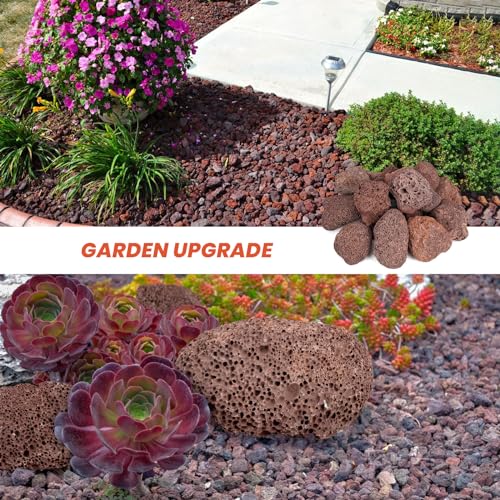 Mr. Fireglass Lava Rock Granules, 2.75"-5" Large Volcanic Lava Rock for for Fire Pits, Fire Bowls, Fire Table and Gas Log Sets, Decorative Landscaping, Indoor & Outdoor Fireplaces - 10 Pounds, Red - color: Red, size: 2.75"-5"