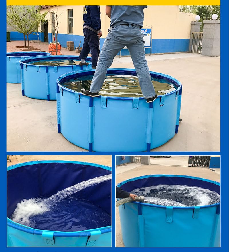 WANLIAN Pool Above Ground Canvas Fish Pond Circular Thickening Pool Belt frame Large Collapsible Outdoors Tarpaulin for koi pond Culture Agricultural Irrigation Water StorageTank4.9ftx3ft/1700L(1.5*1) - style: 1.5*1