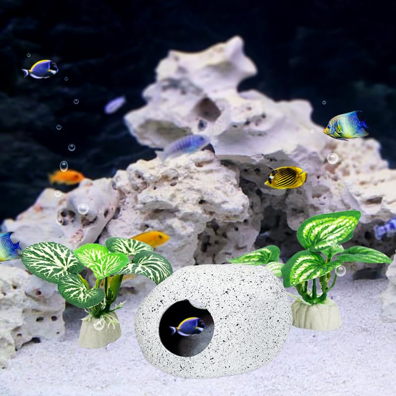 Fish Aquarium Decorations Cave Hide with Viewing Window for Betta Fish Tank Decor - color: Green 2