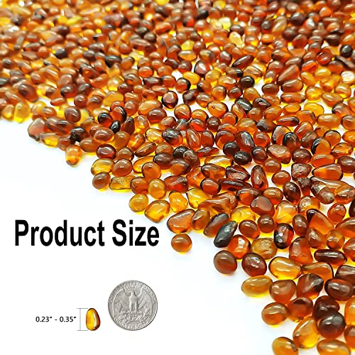 Keedolla Aquarium Sea Glass Pebble Stones, 6-9mm Fish Tank Gravel Marble Rock for Aquarium, Fish Turtle Tank, Vase Fillers, Garden - Amber(0.93LB/430g) - color: Amber, size: 0.93 Pound