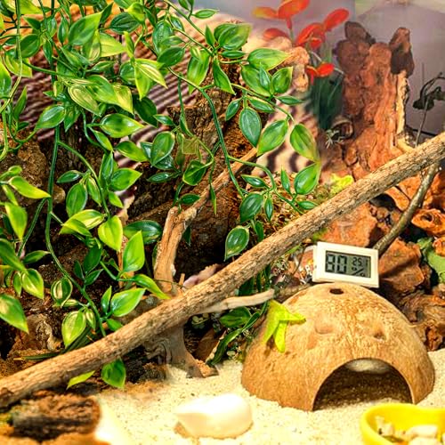 Reptile Plants, 4 Pack Terrarium Hanging Plants Vines Artificial Leaves Habitat Decorations with Suction Cup for Bearded Dragon Hermit Crab Lizard Snake Geckos Chameleon - color: 4 Pack