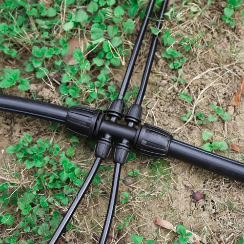 1/2 Inch to 1/4 Inch Tubing Irrigation Fittings for (1/2'' ID x 0.60''-0.63'' OD) 16mm Drip Tubing,Locked Barbed Tee Connectors (10 Pcs Barbed Tee 6-Way) - size: 10 Pcs 1/2 to 1/4 Inch Locked Barbed 6-Way