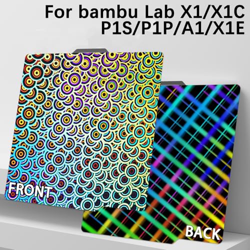 New Upgraded Build Plate for Bambu Lab X2D/A1/X1C/X1/X1E/P1P/P1S/P2S Build Plate 3D Printer, Smooth Kaleidoscope+Smooth Skynet Spring Steel Plate Flexible Plate 257x257mm for Bambu 3D Printers - color: H5H(Kaleidoscope+Skynet), size: For X2D/P2S/ X1/X1C/X