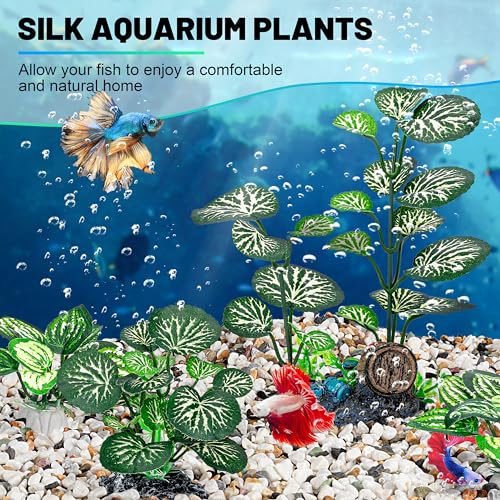MyLifeUNIT Betta Fish Tank Decor Plants, 10 Pack Silk Aquarium Plants for Fish Tank Decorations, Betta Fish Leaf Pad for Sleeping Resting Hiding Playing