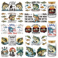Funny UV DTF Decals - 10 Sheets Father and Son Fishing UV DTF Cup Wraps for 16 oz Glass Coffee Mug, Born to Fish Fun Waterproof Transfer Sticker DIY Water Bottle Craft Creative Decorative Gift for Son - style: Fishing