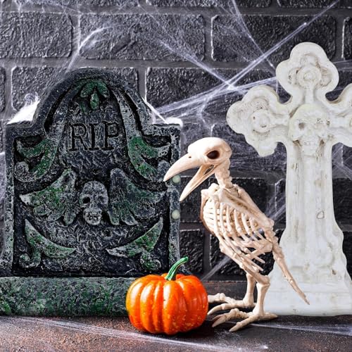 6 Pcs Fluorescent Halloween Miniature Tombstones Mini Village Accessories Resin Halloween Figurines Glow in The Dark Tombstones Ornaments for Fish Tank Cake Decor Landscape DIY Crafts