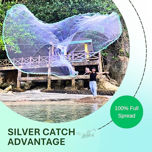 Cast Nets 4.5ft-10ft Radius|3/8",1/2",1" Mesh for Fishing with Chain Bottom, Salt Water Casting Fishing Net Gear, Easy Throw Nets Fishing Bait - Elite Series - size: 10' Radius | 1" Mesh