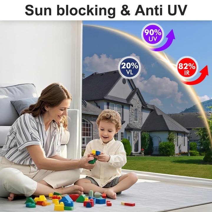 MAGIDEKOR Window Privacy Film One Way, Reflective Mirror Window Film Daytime Privacy, UV Sun Blocking Heat Control Static Cling, Window Tint for Home Office - 17.5 Inch X 16.4 Feet - color: One Way - Blue, size: 17.5 Inch X 16.4 Feet