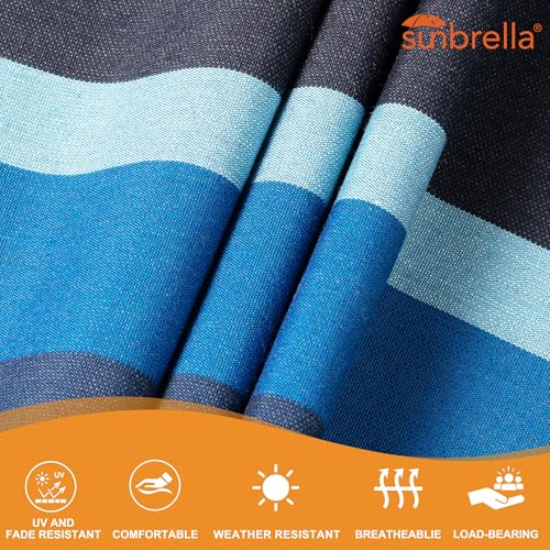 Lazy Daze Hammocks 12 FT Sunbrella Fabric Hammock Non-Fading with Spreader Bars and Free Pillow Fits for 2 Persons, All Weather and Fade Resistant for Patio Yard, 450 lbs Capacity, Gateway Indigo - color: Gateway Indigo