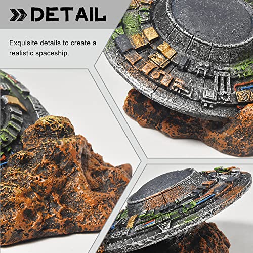 Aquarium Decorations-UFO Fish Tank Accessories for Betta Hide Flying Saucer Creative Small Fish Tank Decor Reptile Box Landscaping Ornament - color: Ufo-s