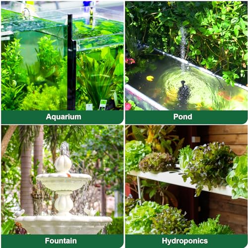 GROWNEER 550GPH Submersible Pump 30W Ultra Quiet Fountain Water Pump, 2000L/H, with 7.2ft High Lift, 3 Nozzles, 4.9 Feet Tubing for Aquarium, Fish Tank, Pond, Hydroponics, Statuary - size: 6.6x5.1in