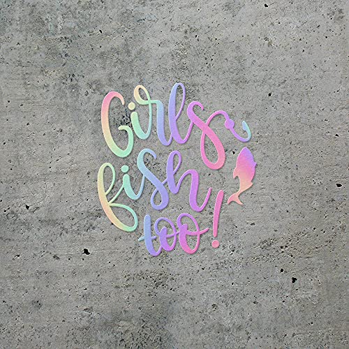 Decal Stickers of Girls Fish Too (Hologram) (Set of 2) Premium Waterproof Vinyl Decal Stickers for Laptop Phone Accessory Helmet Car Window Mug Tuber Cup Door Wall - BICVER1c33531HOW19Y24 - color: Hologram, size: 3.8'' x 4.1''
