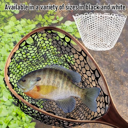Alwonder Fishing Nets Silicone Replacement Netting, Clear Black Fly Ice Fishing Net Landing Kayak Nets Without Handle for Freshwater Saltwater Foldable Soft Flexible Trout Net Silicone Mesh