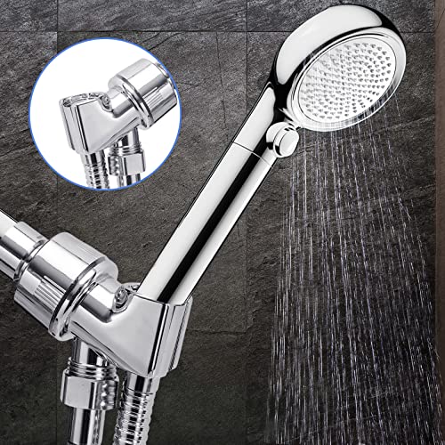 Shower Hose with Arm Bracket, 69 inch Stainless Steel Showers Hose Replacement, Adjustable Handheld Showers Arm Holder, Flexible Shower Head Hoses and Holder with Brass Ball, Chrome