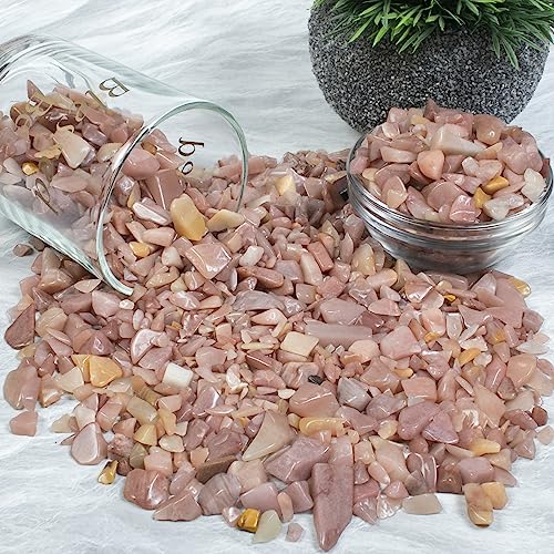 Crocon 1 LB Crushed Pink Opal Chips Bulk Stones 2000+ Carats Natural Quartz Pieces Irregular Shape Gemstones for House Warming Gifts New Home and Chakra healing crystals Home D�cor gifts for women - color: Pink Opal, size: 1 Pound