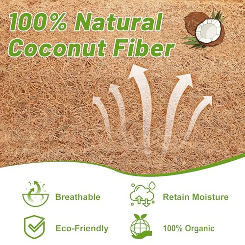 REMIAWY Coco Liner Fiber Roll, 16 x 80 Inch Natural Coconut Coir Liner Sheet Coco Mat for Planter Flower Basket, Garden Decoration, Reptile Carpet, Animal Pet Pad, Window Box, DIY Moss Pole, Tortoise - size: 16x80 Inch