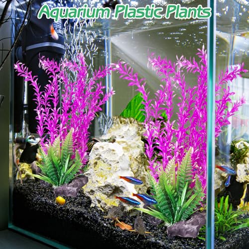 Hamiledyi Aquarium Plastic Plants Aquarium Decor Artificial Fish Tank Plants Lifelike Tall Fish Tank Decorations Aquarium Plant Suitable for Saltwater and Freshwater 15.7in 2pcs - color: E*2 Pcs, size: 15.7 in