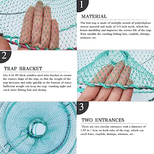 Drasry Foldable Fishing Trap for Bait Shrimp Crawfish Minnow Net Portable Accessories 11.8 x 11.8 x 15.7 (30cm x 40cm) 1/4 in Mesh Collapsible Fish Trap - color: 1PCS