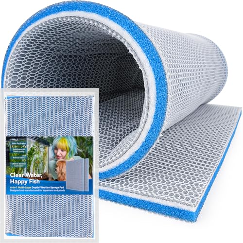 Borlech 8-Layer Fast-Acting Aquarium Filter Pad - Cut-to-Size Aquarium Floss Media for Fish Tank, Pond, Sump - Fast Water Polishing in Hours (15.75"x11.81"x0.6", 1 Pack) - size: 15.75"x11.81"x0.6" (1 Pack)
