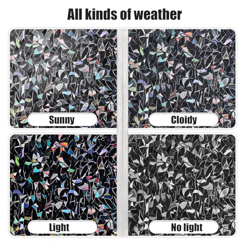 QHY Sunshine Total Blackout Window Film Privacy， Frosted Glass Window Film，Black Window Tint， No Glue， Detachable, no Marks, Suitable for Repeated use (Black Rainbow, 17.5 in X 157.4 in) - color: Black Rainbow, size: 17.5 in X 157.4 in