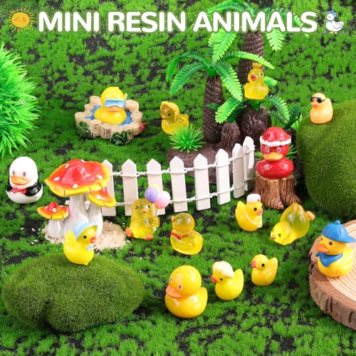 TINKRSTUFF 40PCS Mini Resin Animals Assorted Styles Cute Tiny Ducks,Miniature Duck Figures to Hide,Little Animal Bulk for Topper Desk Garden Dollhouse Landscape Aquarium Ornaments DIY Crafts & Decor - color: Various Ducks-40pcs