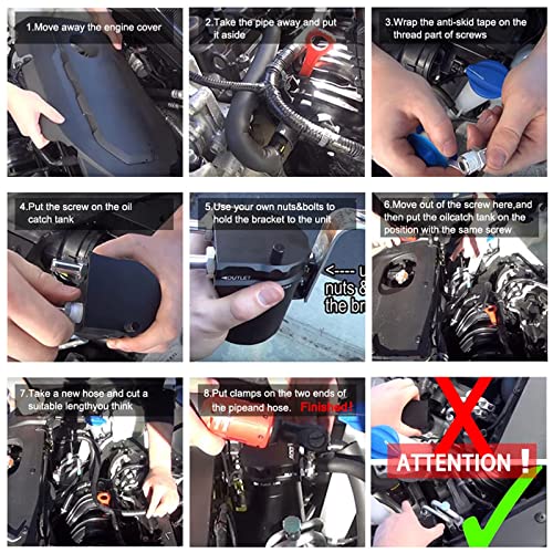 RULLINE Universal 350ml Reservoir Tank Oil Catch Can Tank 0046 Aluminum Polish Baffled Reservoir with Bracket Black - color: Black, size: Upgraded version with bracket