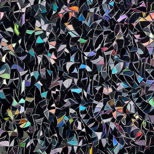 QHY Sunshine Total Blackout Window Film Privacy， Frosted Glass Window Film，Black Window Tint， No Glue， Detachable, no Marks, Suitable for Repeated use (Black Rainbow, 17.5 in X 78.7 in) - color: Black Rainbow, size: 17.5 in X 78.7 in