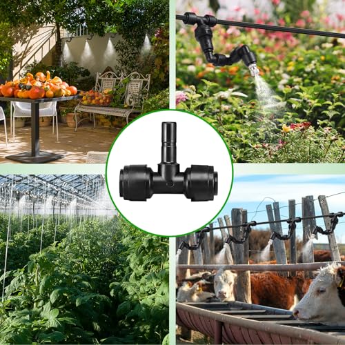 20 Pack 1/4" Push to Connect Fittings Tee Connectors,Reptile Mister System 1/4" Quick Connect Fittings,Reptile Mister Fittings for Aquarium,Vivarium,Irrigation System - size: 20 Pack 1/4" Tee