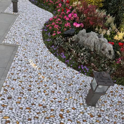 YISZM 20lbs Large River Rocks for Landscaping, 3-4" White Pebbles for Garden Design, Hand-Picked Smooth Stones for Fish Tank, Flower Pots, Indoor Water Fountains, Pathways, Backyard - color: White, size: 20 Pounds