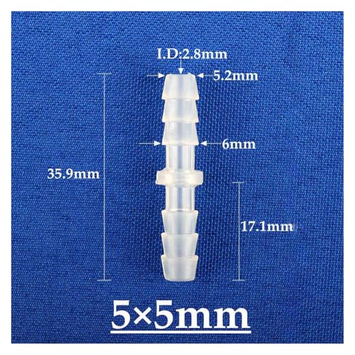 5~200pcs 3-14mm Food Grade Barbed PE Connectors Aquarium Fish Tank Air Pump Hose Joint Soft Water Pipe Equal Coupling Connector(5mm PP,50pcs) - color: 5mm PP, size: 50pcs