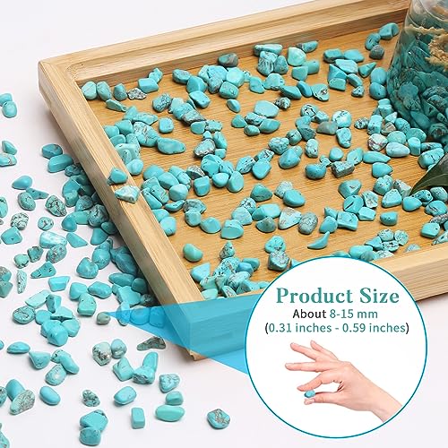 QICQDRAM Howlite Turquoise Small Tumbled Chips 0.9 Lb/405g Crystal Stone Decorative Pebbles for Home Decoration & Fish Turtle Tank, Vase Filler, Plants Decor - color: Turquoise