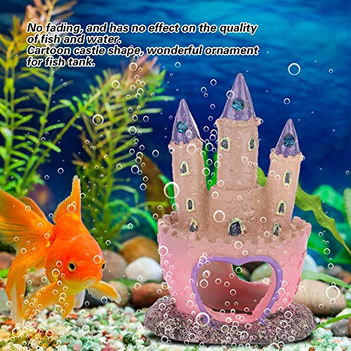 Aquarium Decorations, Resin Cartoon Castle Shape Ornaments Landscape Decoration, Fish Tank Decorations Wonderful Ornament for Aquarium Fish Reptiles Tank
