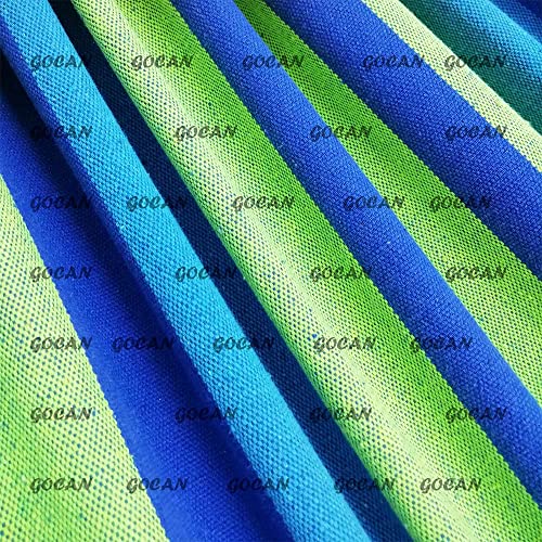 GOCAN Brazilian Double Hammock 2 Person Extra Large 220x160cm Total Length 330cm Load 500lb Canvas Cotton Hammock for Patio Porch Garden Backyard Lounging Outdoor and Indoor(Blue/Green) XXL - color: Blue/Green Stripe