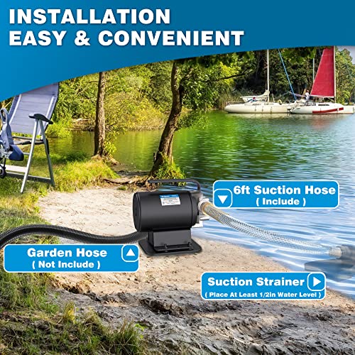 Acquaer Water Transfer Pump DC 12V 1/10HP Portable Electric Water Removal Utility Pump with Switch and Suction Hose Kit, Low Suction Water Removal for RV, Water Beds, Pools, Rain Barrel, Aquariums - style: 12V with Switch