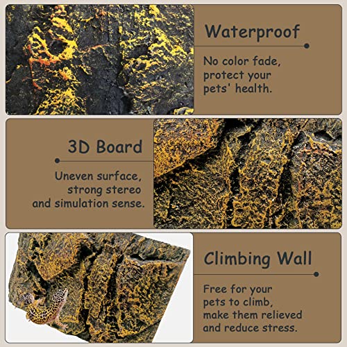 Tfwadmx Rock Terrarium Background 3D Reptile Tank Background Board Amphibian Stereo Backdrop Wall Snake Habitat Decor for Lizard Bearded Dragon Gecko Spider Chameleon Turtle Fish (Yellow Rock) - color: Yellow Stone