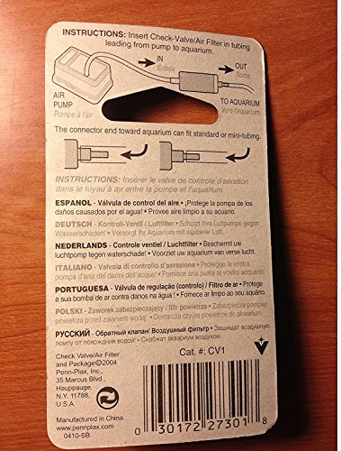 Penn Plax CV1 Check Valve with Air Filter for Aquariums (3 Pack)