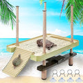 Large Turtle Floating Basking Platform with Feeding Area, Turtle Floating Docks Reptile Climbing Pier and Basking Platform for Tortoise, Frogs, Crabs and Salamanders - size: Large - 30 gallon or larger fish tank