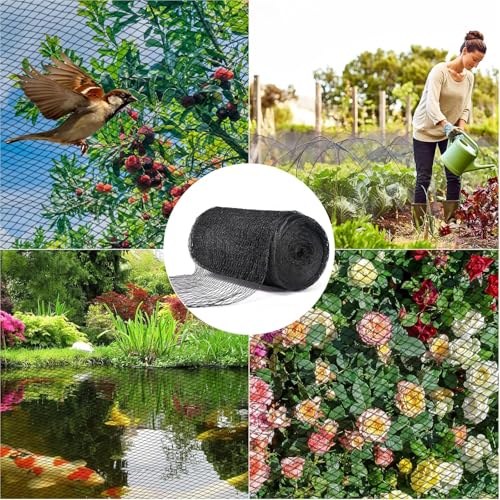 BUZIFU Pond Netting, 28 x 30FT Pond Net for Koi Ponds, Garden Pool Fine Mesh Pond Netting Cover for Leaves, Protects Koi Fish from Birds Cats Predators, with 14 Stakes and 30 Cable Zip Ties - size: 28x30FT