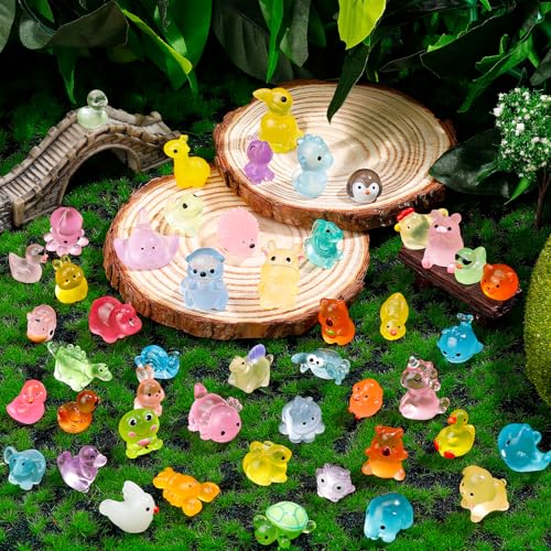 180pcs Luminous Mini Resin Animals Colorful Tiny Small Little Glow in the Dark Mini Resin Figures to Hide Miniature Animal Figurines for DIY Dollhouse Micro Garden Landscape Aquarium Decor Gift Crafts - style: 180Pcs-Luminous Bulk