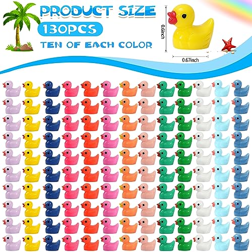 GADIEDIE130Pcs Multicolor Mini Resin Ducks,Miniature Duck Figures Landscape Decorations for Home Hide Prank Game Dollhouse Decor,Garden Aquarium Potted Ornament,School Handmade - style: 130PCS 13 Colors