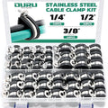 72PCS Stainless Steel Cable Clamp,Rubber Coated Cushioned Insulated Cable Clamps Assortment Kit-Metal Wire Clamps,Cable Clips,Pipe Clamps