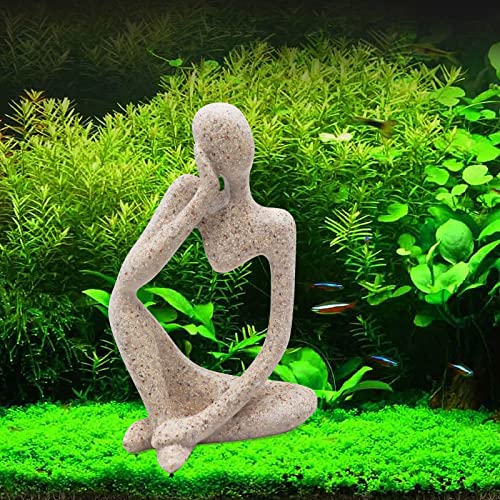 Oooct Sandstone Thinker Statue Fish Tank Decor Small Fish Aquarium Decorations Fish Tank Abstract Aesthetic Decorative Ornaments - color: Thinker Statue